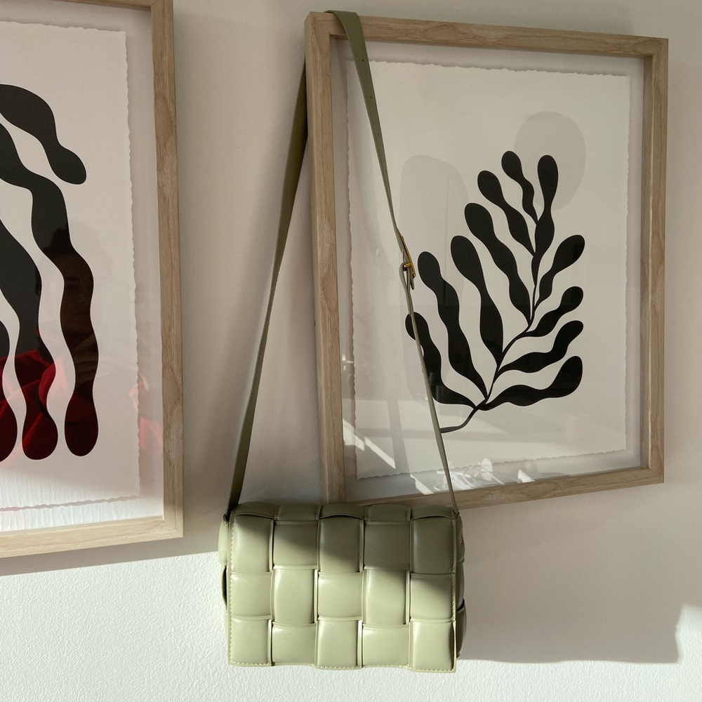 Stylish Sage Green Woven Crossbody Bag